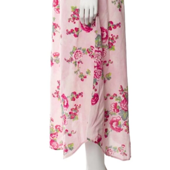 LOVESHACKFANCY FARADAY PINK DESERT Cotton Barbiecore Floral Maxi Slip XS $225 - Picture 15 of 16